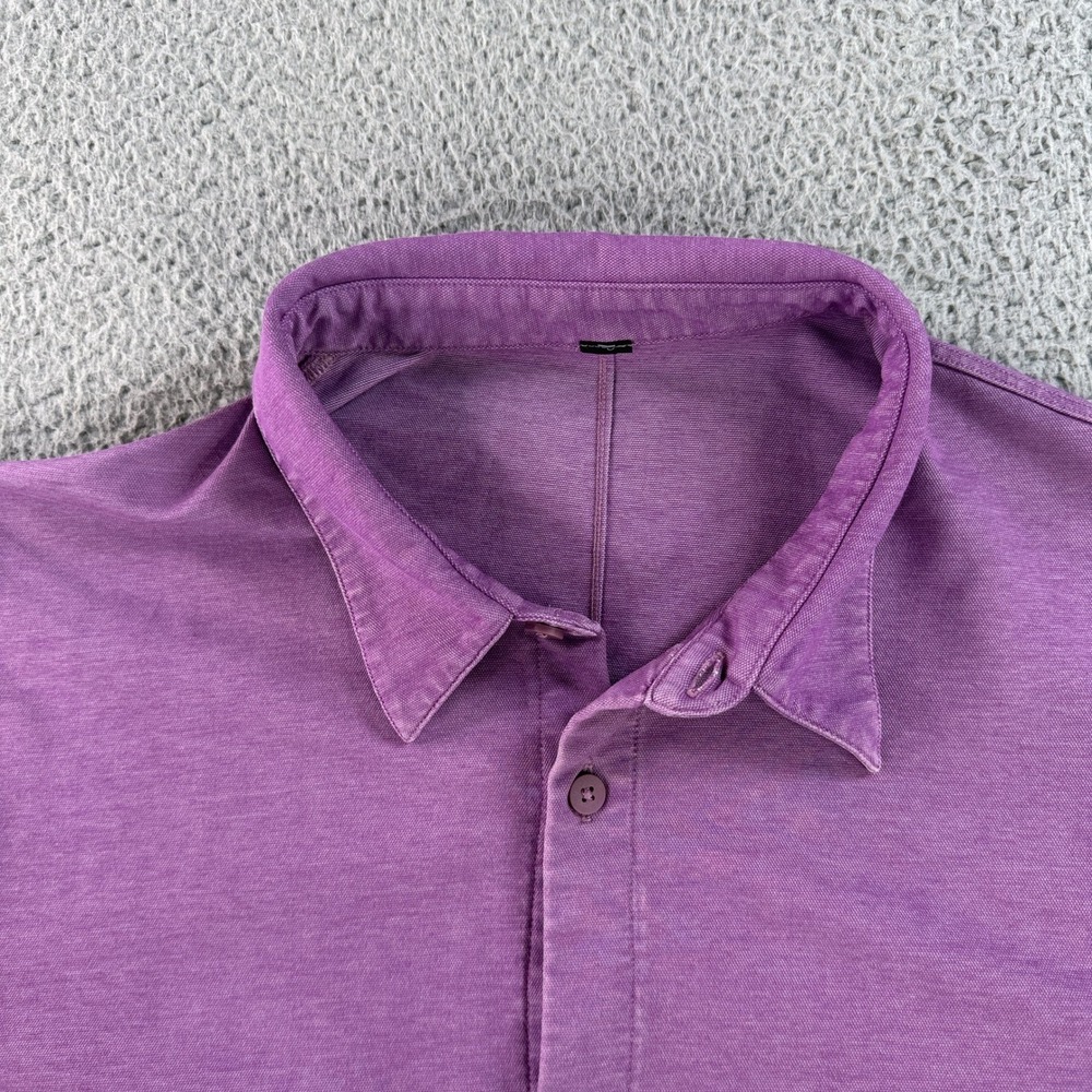 Lululemon Commission Button Down Men‎ Large Purple Long Sleeve Tech Shirt 10009